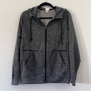 H&M Sport Training Jacket Mens Medium Dark Gray Full Zipper With Hoodie